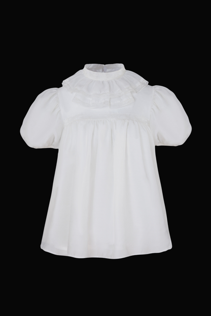 Silk Cotton Ruffle Collar Blouse + Sleeves