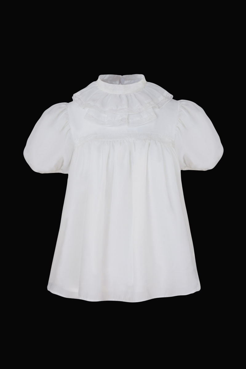 Silk Cotton Ruffle Collar Blouse + Sleeves