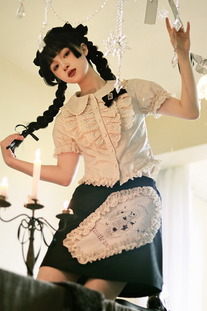 Ruffle Lace Shirt + Tiered Skirt