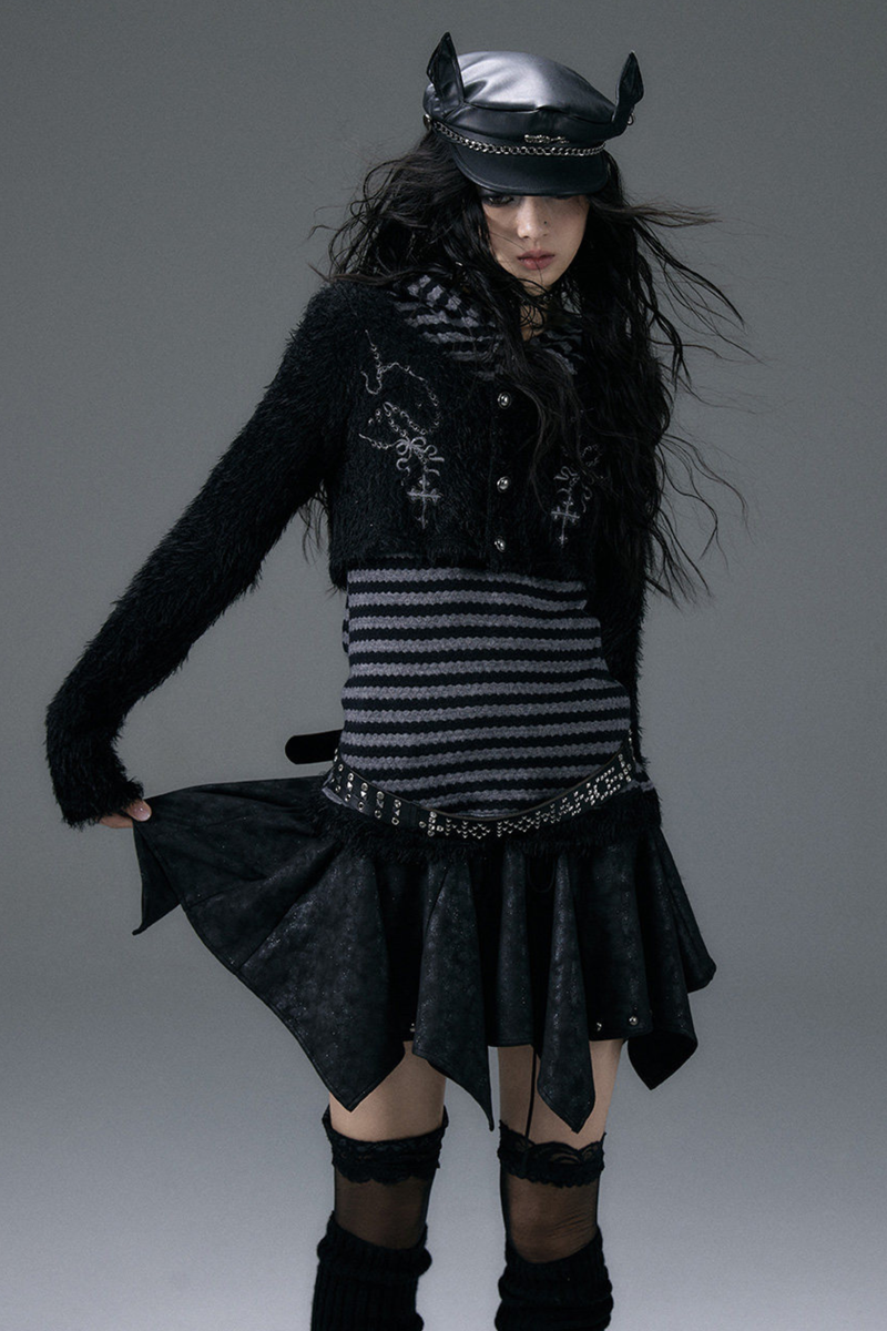 Striped Animal Hooded Top