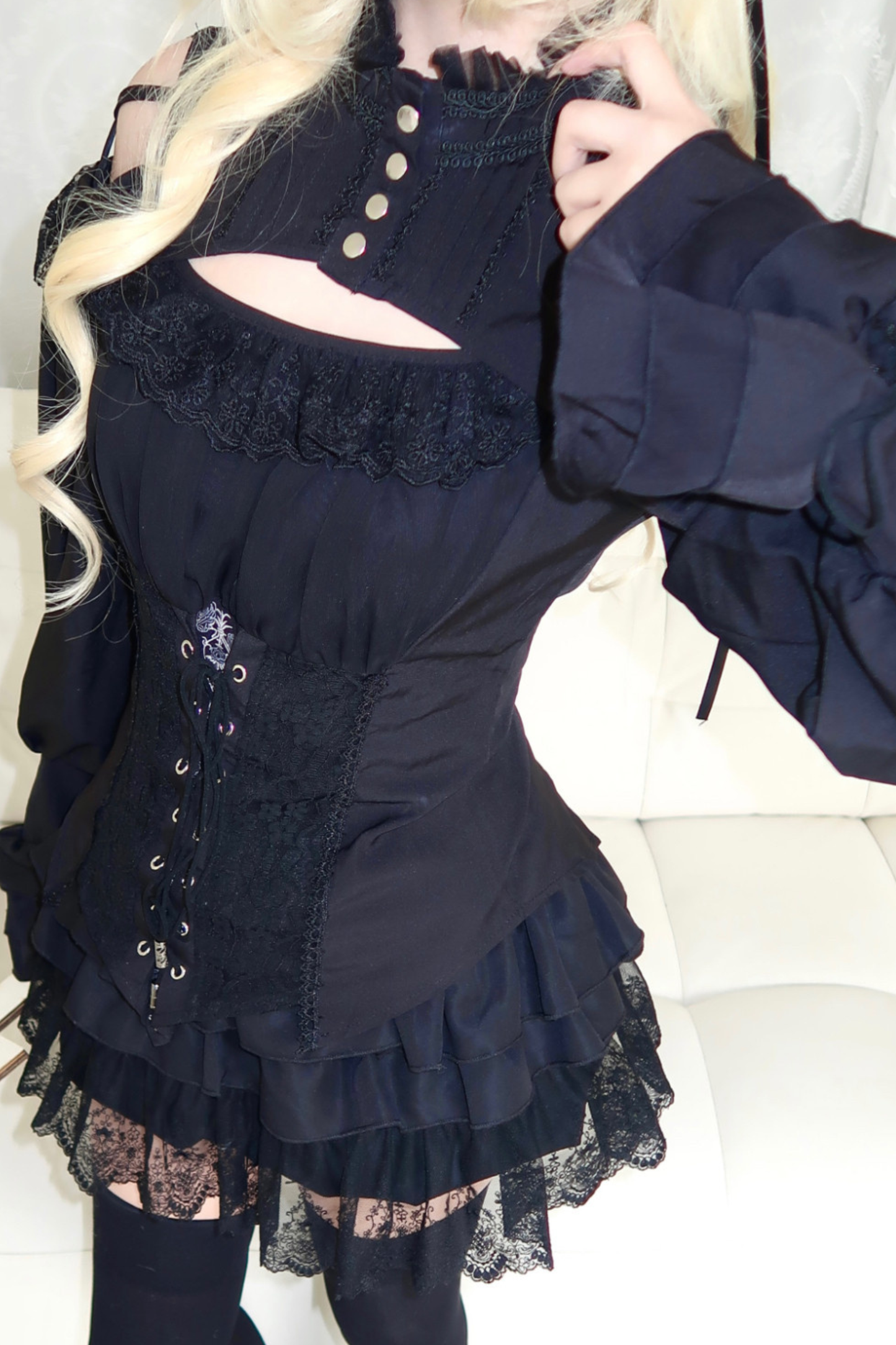 Dark Night Rose Lace Off Shoulder Top + Skirt