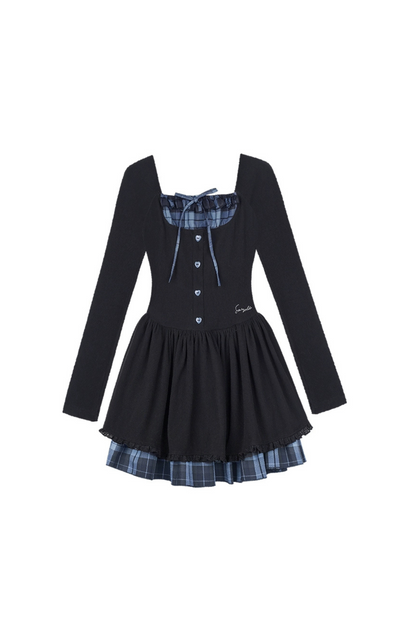 Plaid Heart Tiered Dress