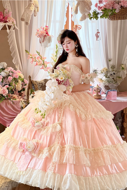 Love and Flower Sweet Dress + Ribbon Hair Accessory + Flower Hair Accessory