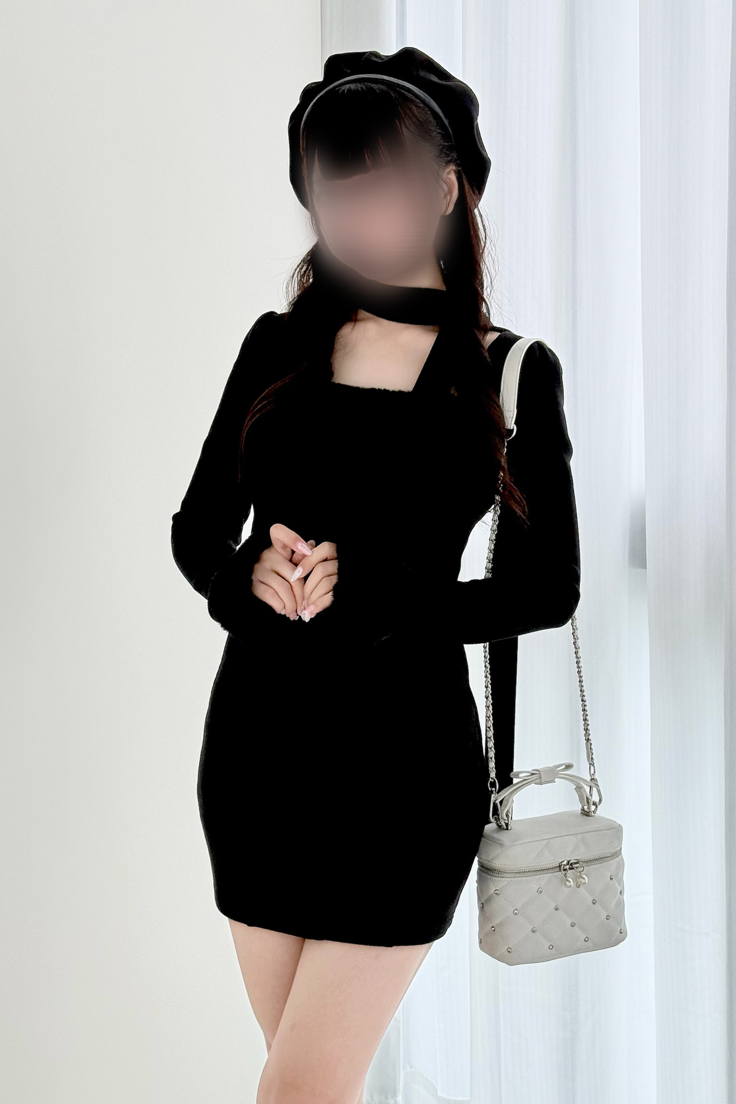 Point Fleece Design Tight Dress