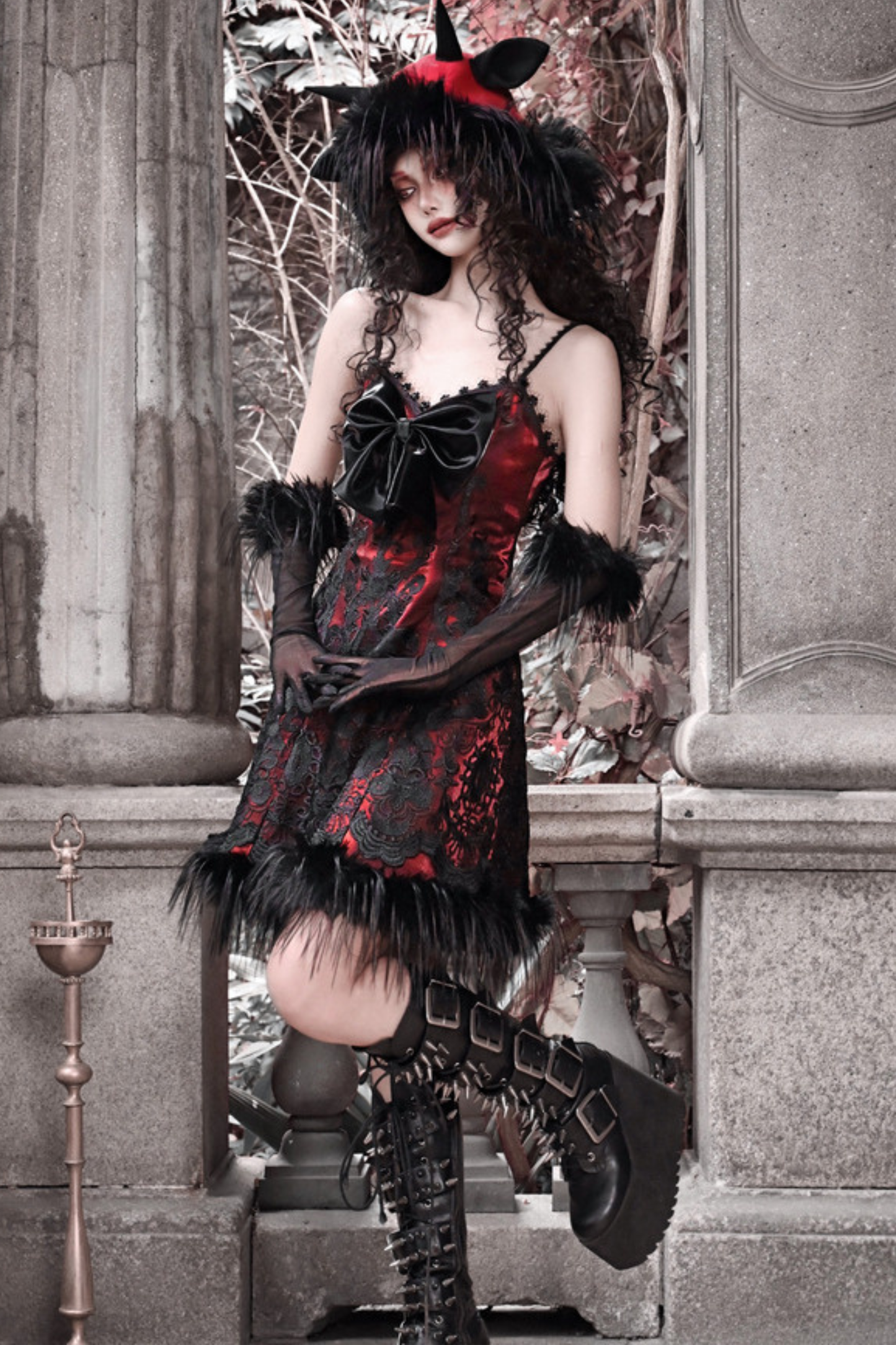 Carol Gothic Dark Wind Sheep Fur Hat