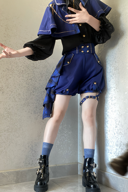 Lolita Prince Blouse + Shorts + Checkered Casquette