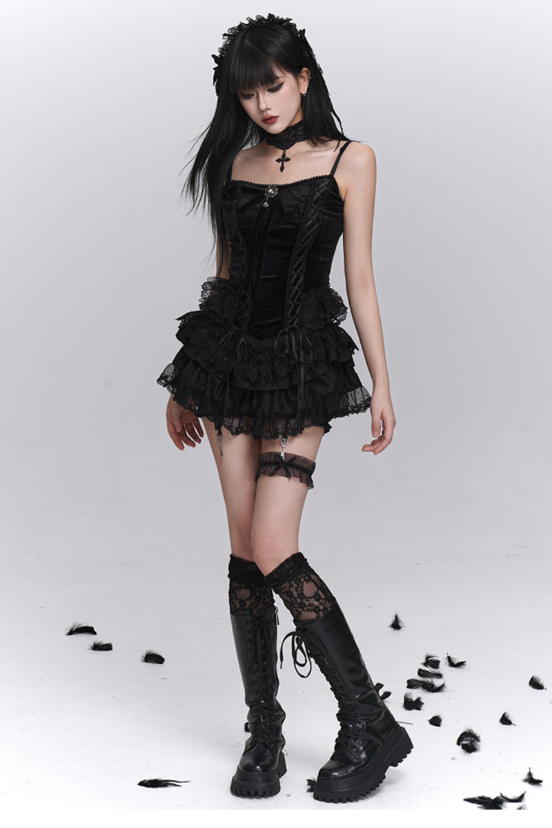 Ghost Girl Gothic Puffy Skirt + Camisole + Short Outer