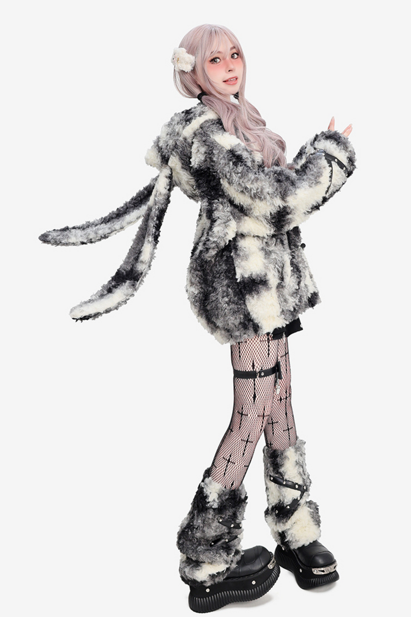 Bunny Mode Hooded Coat + Fur Leg Covers