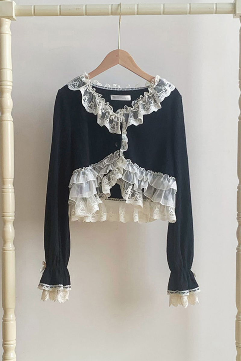 Lace Trim Knit Cardigan