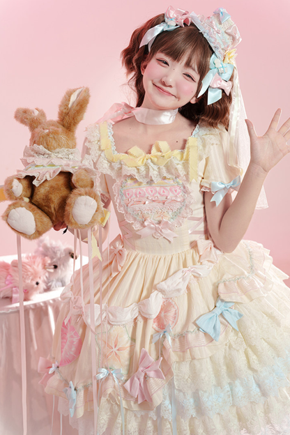[pre-order] Slice Cake Lolita Dress + Jumper Skirt + Headband + Clip + Hat