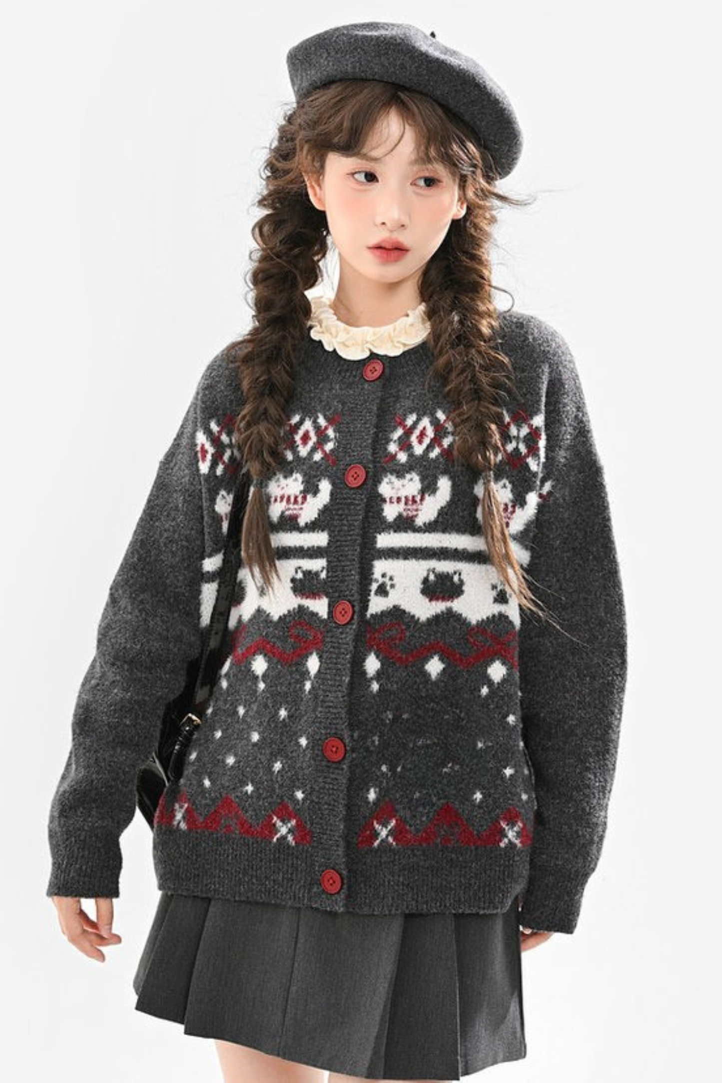 Cat Knit Sweater + Snowflake Cardigan