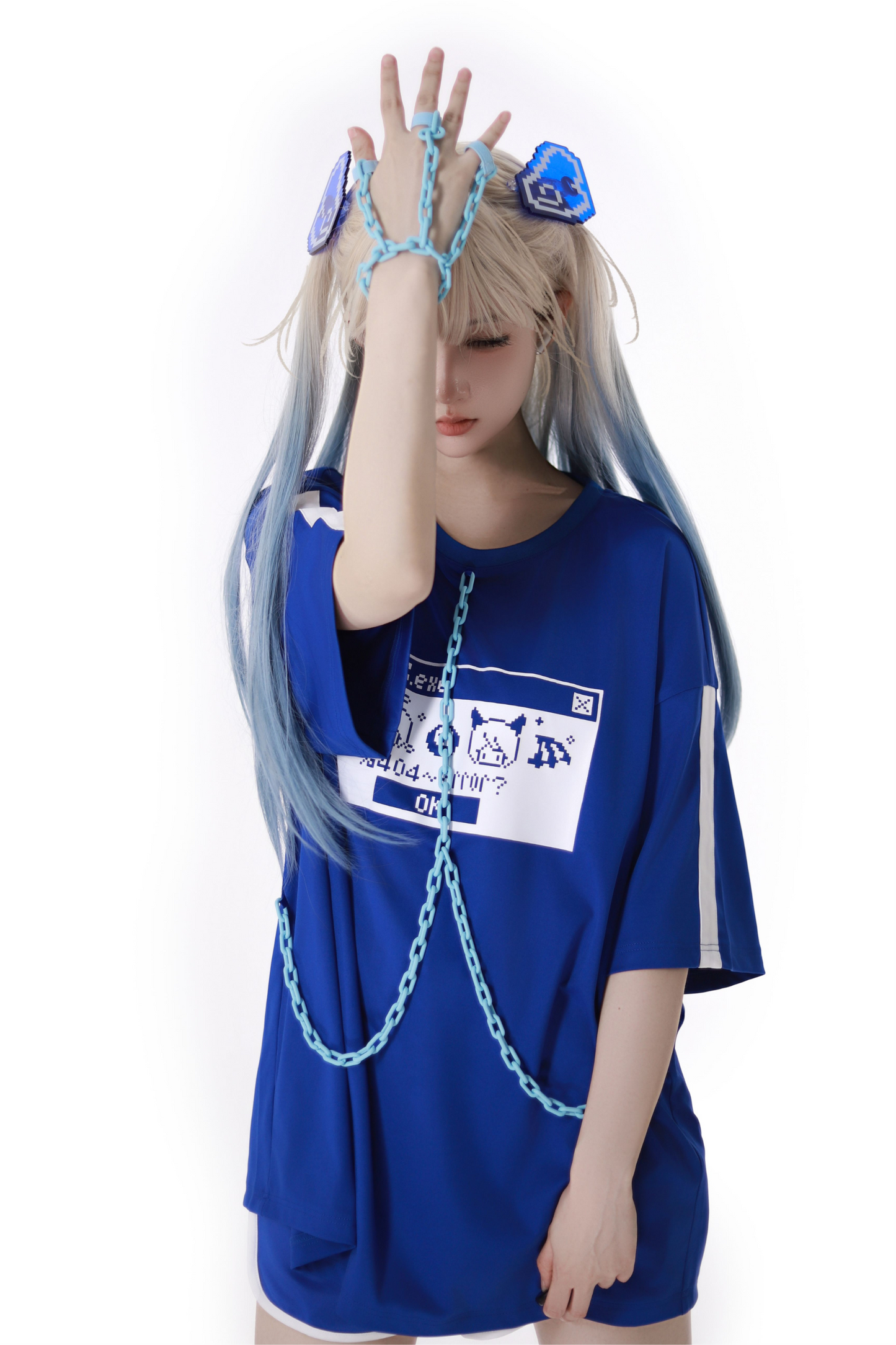 Subculture Loose Oversized T-shirt + Pants + Leg Warmers + Angel Devil Hairpins