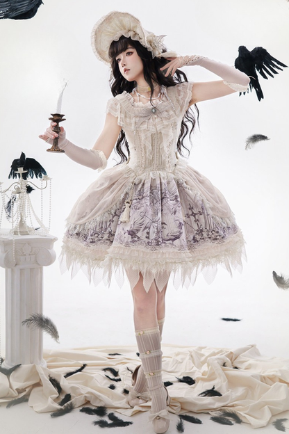 [pre-order] Sweet Lolita Feather Dress + Bonnet + Clips