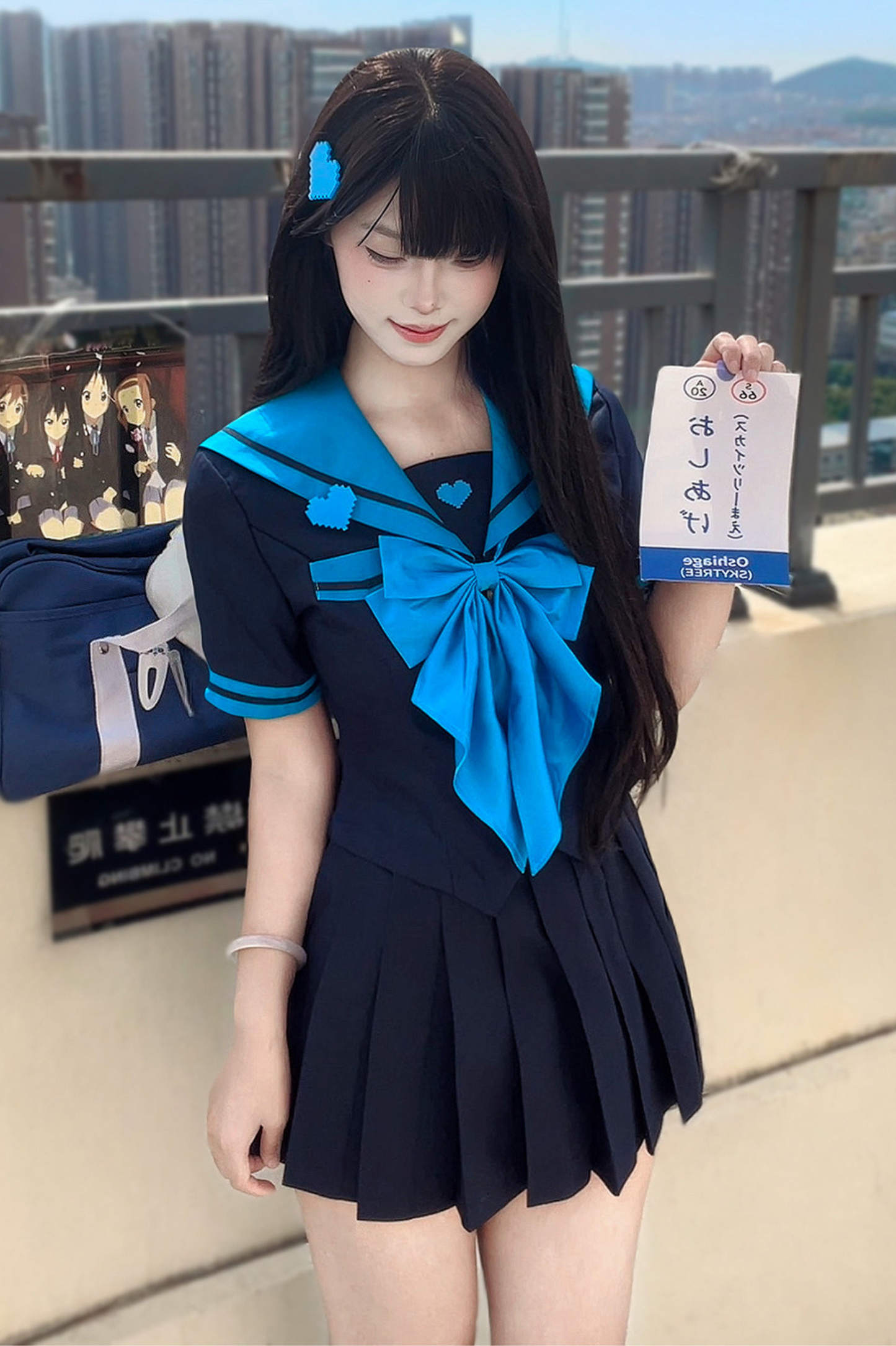 Animation Heroine Sailor Top + Pleated Skirt + Leg Covers