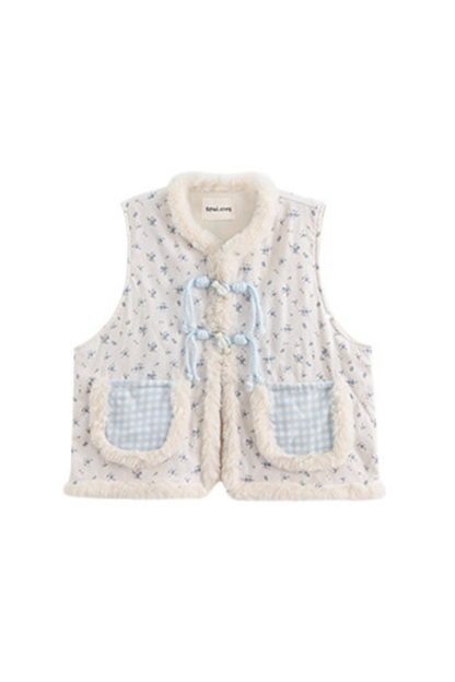 Retro Chinese-style Shirt + Skirt + Vest