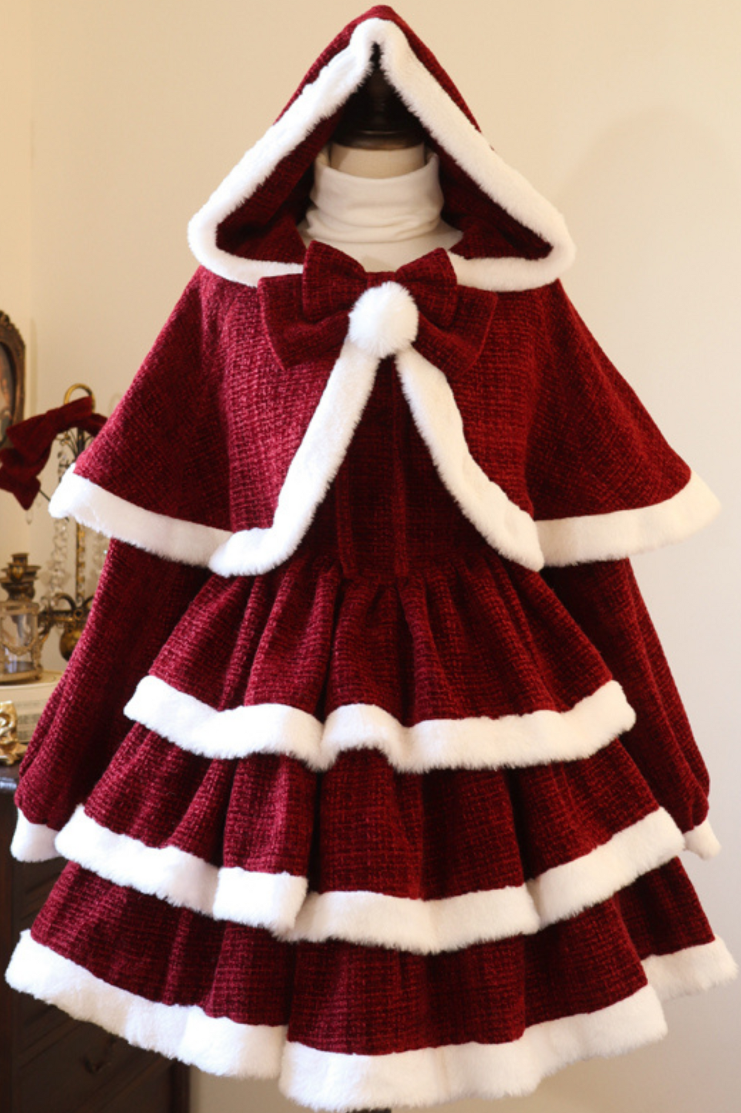 Sweet Carol Fur Suspender Dress + Cape + Top + Petticoat + Hair Accessory
