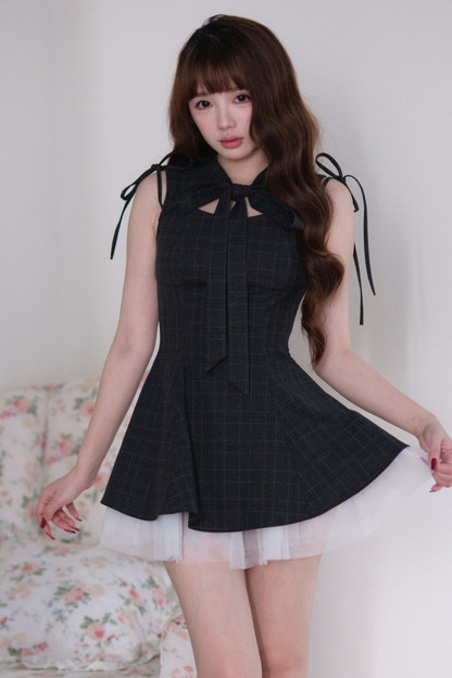 Plaid Layered Hem Sleeveless Dress