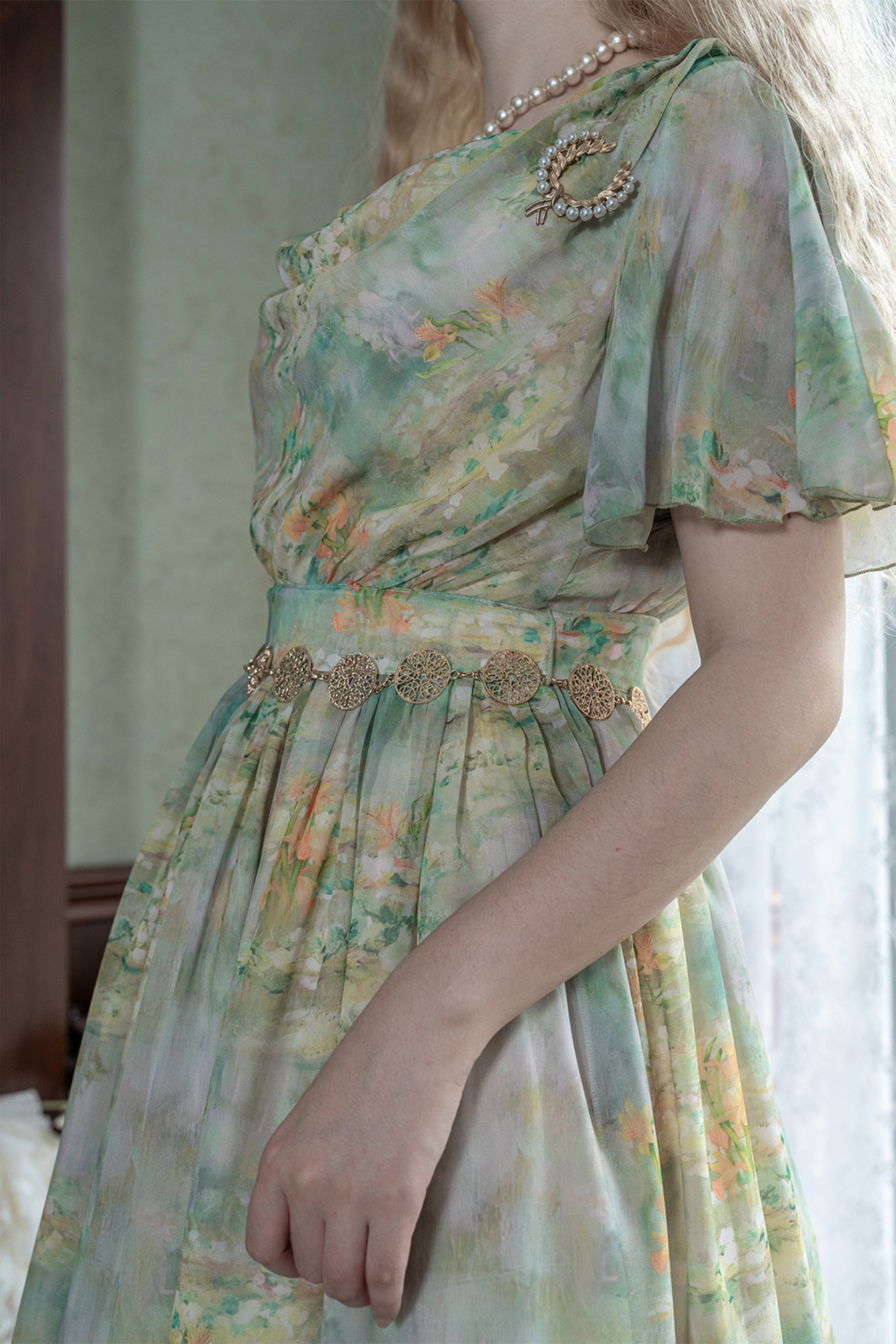 Marble Resort Chiffon Print Dress