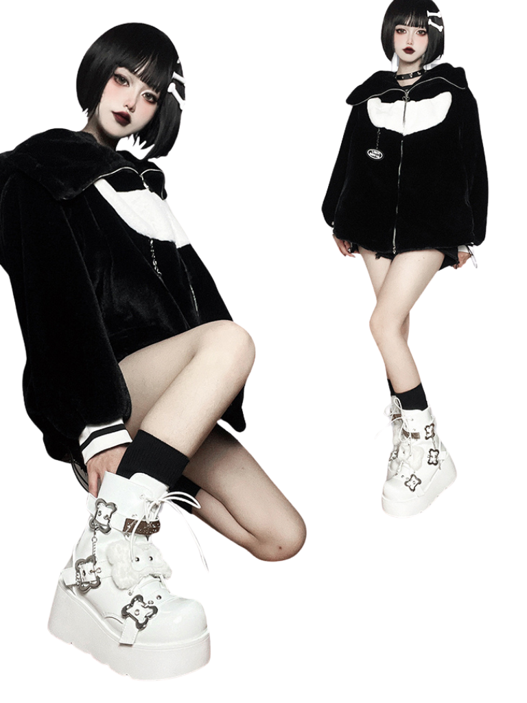 Small Bone Denim Round Toe Platform Short Boots