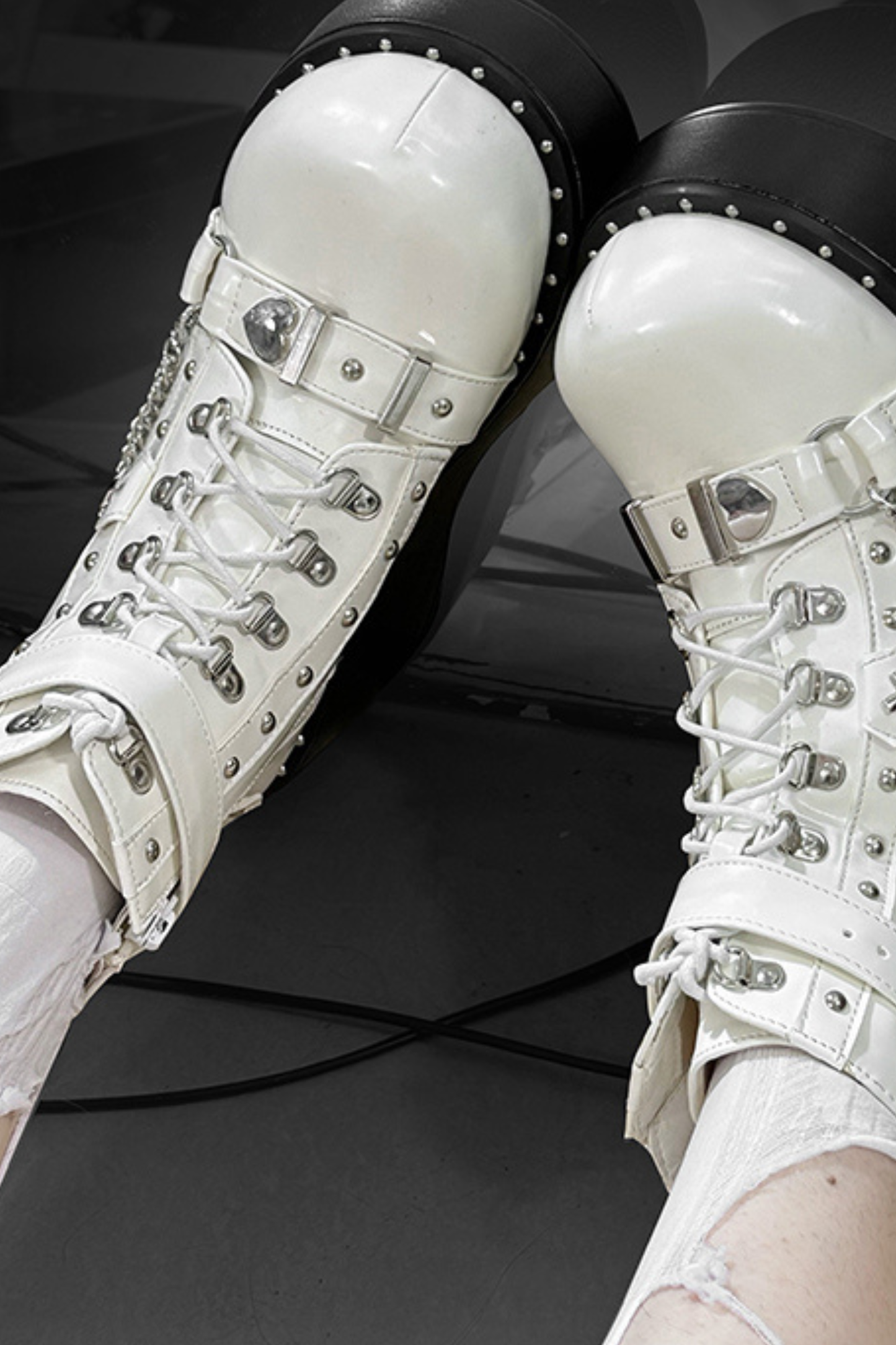 Dark Punk Buckle Platform Boots