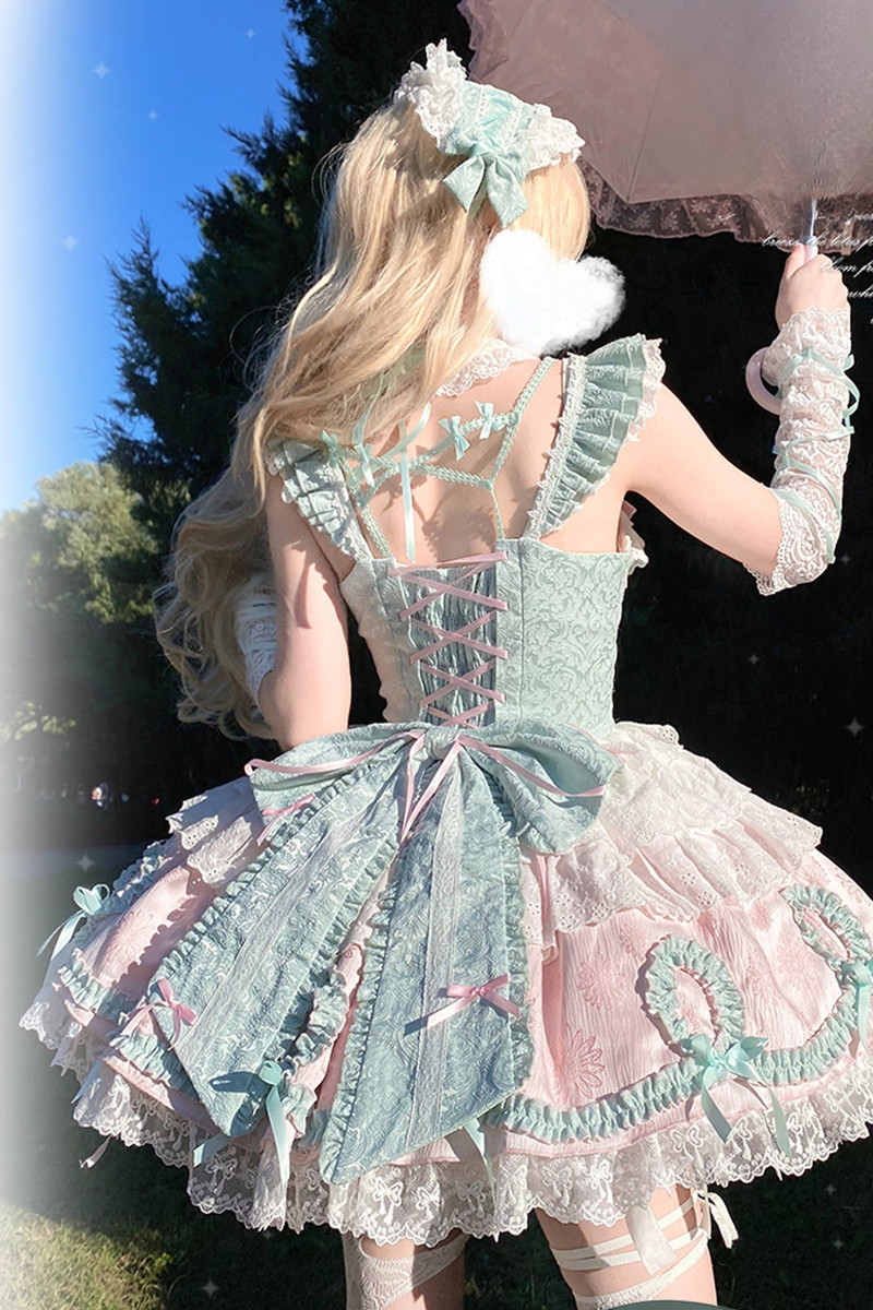 Butterfly Princess Lolita Dress + Petticoat + Clip + Ruffle Sleeve Shirt