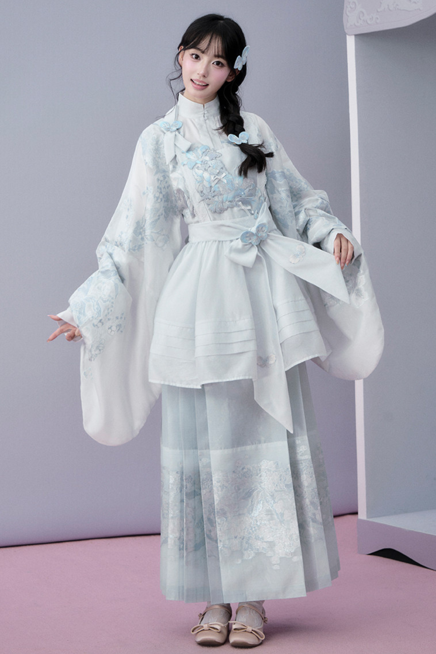Water Mist Pure Chinese-style Jacket + Skirt + Overskirt