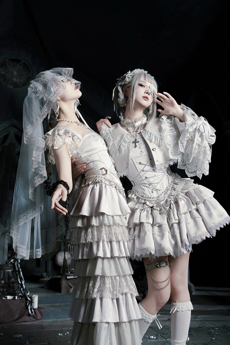 Gothic Lolita Skirt + Corset + Veil + Necklace + Waist Chain