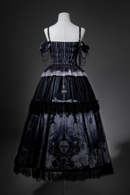 Gothic Style Dark Camisole Top + Dark Skull Skirt