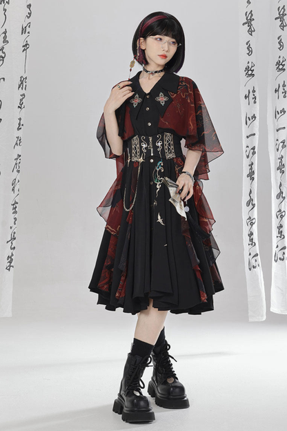 Chinese-style Embroidery Dress + Belt + Girdle