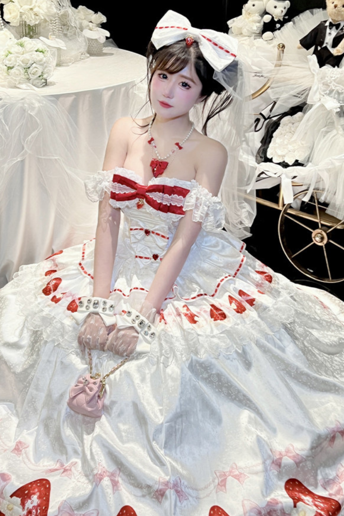 Ribbon Love Strawberry Princess Dress + Skirt