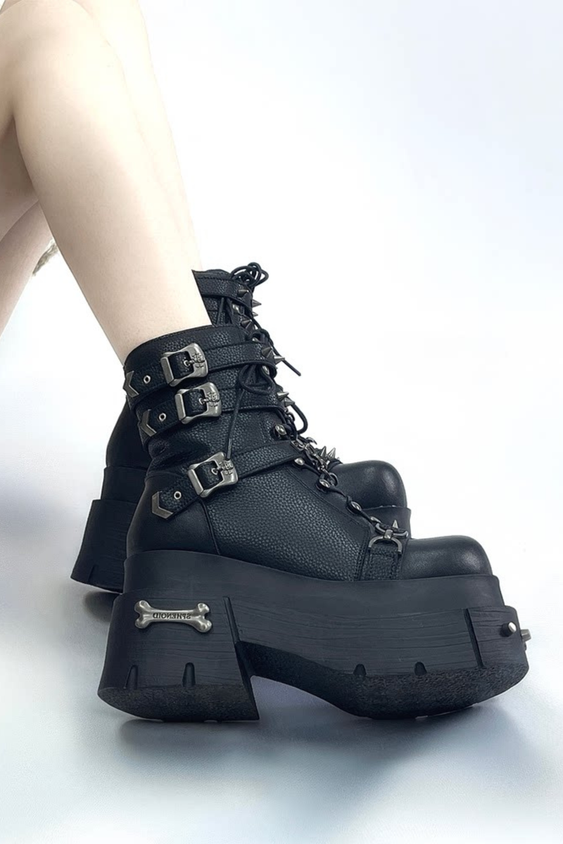 Leather Punk Platform Boots