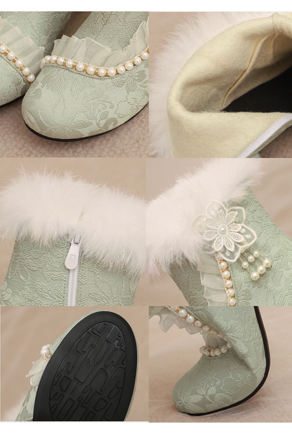 Lace Fur Short Boots