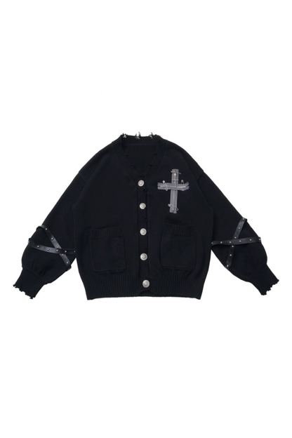 Cross Trim Cardigan + Shirt + Tie + Pants