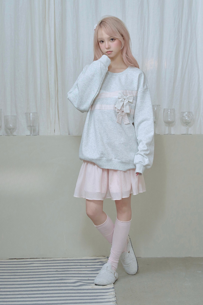 Ribbon Pullover Sweatshirt