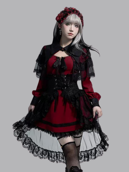 Vampire Princess Sp Dress + Corset Tulle Lace Skirt