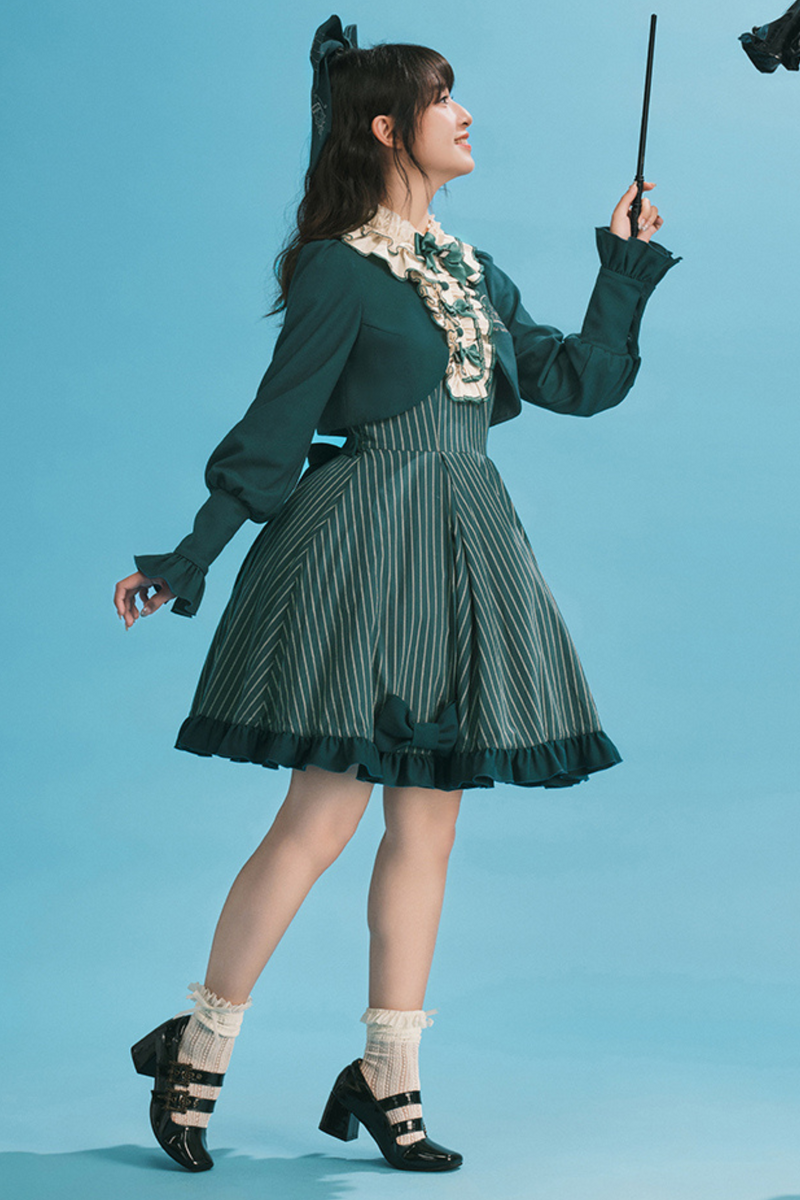 [pre-order] Retro College Lolita Dress + Sweet Ribbon Set