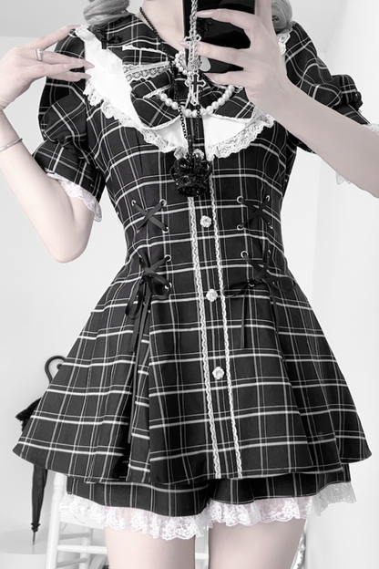 Ribbon Puff Sleeve Top + Inner Pants