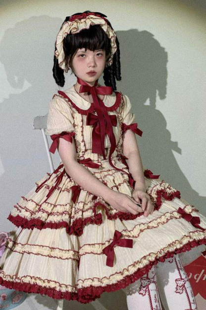 Pure Girl Ribbon Lolita Skirt + Innerwear + Vest + Hair Band + Sleeve