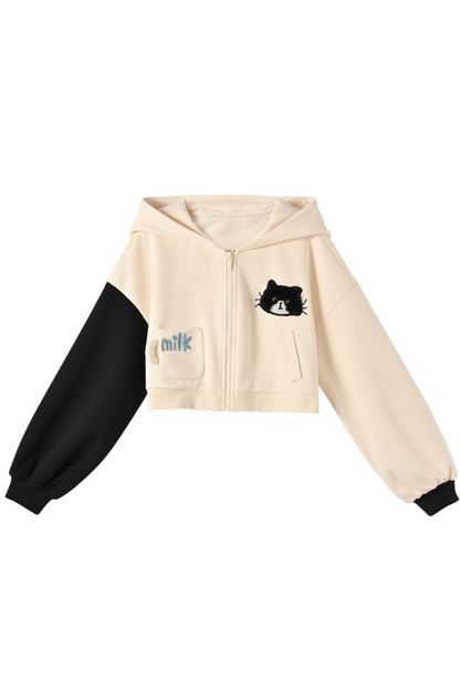 Cat Ear Hooded Short Parka + Camisole + Skirt