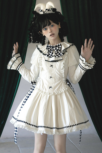 [pre-order] Marionette Lolita Jumper Skirt + Ruffle Collar Top + Flare Skirt + Lolita Dress