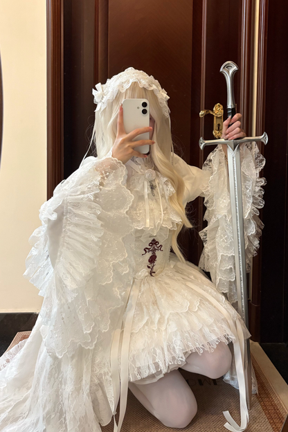 [pre-order Deadline: March 18] Dark Gothic Lolita Skirt + Shirt + Headband + Hat + Sleeve