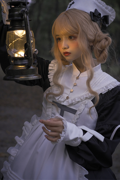 Lantern Angel Maid Lolita Dress + Apron + Detachable Collar