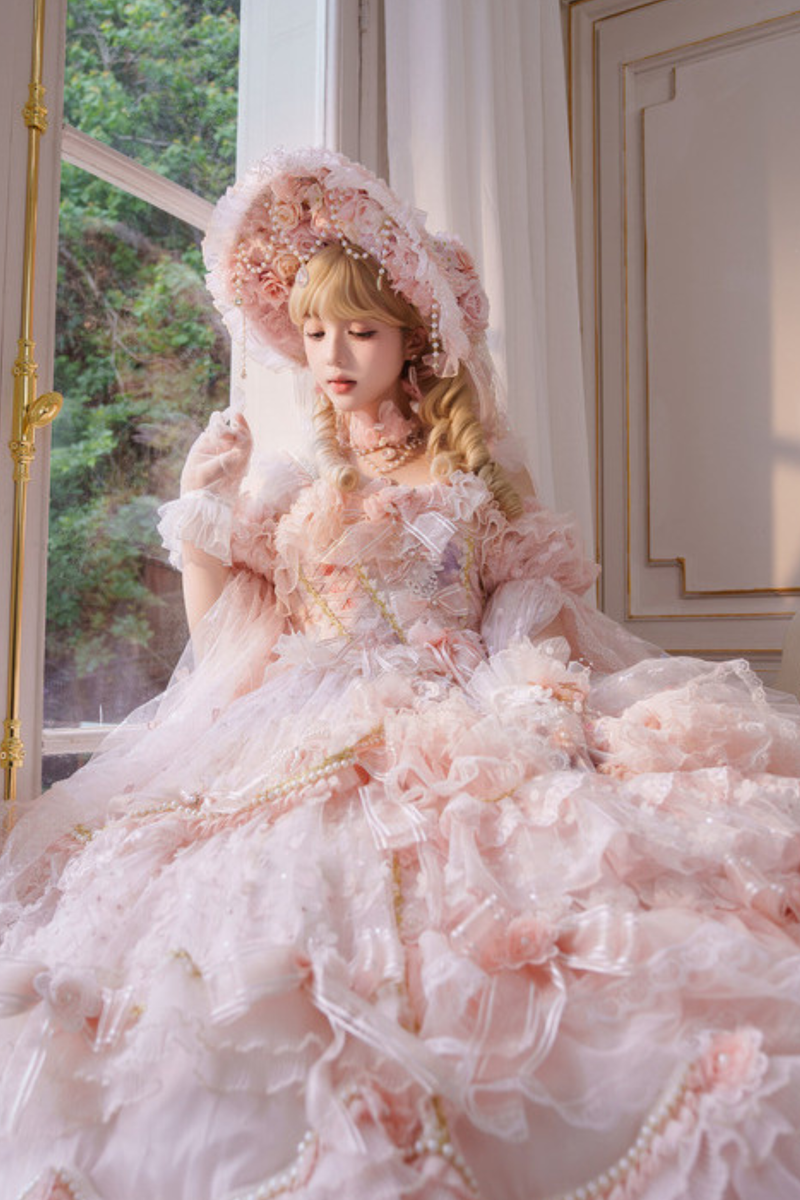 Sweet Flower Tea Party Lolita Accessory Hat + Veil + Necklace + Gloves + Scepter