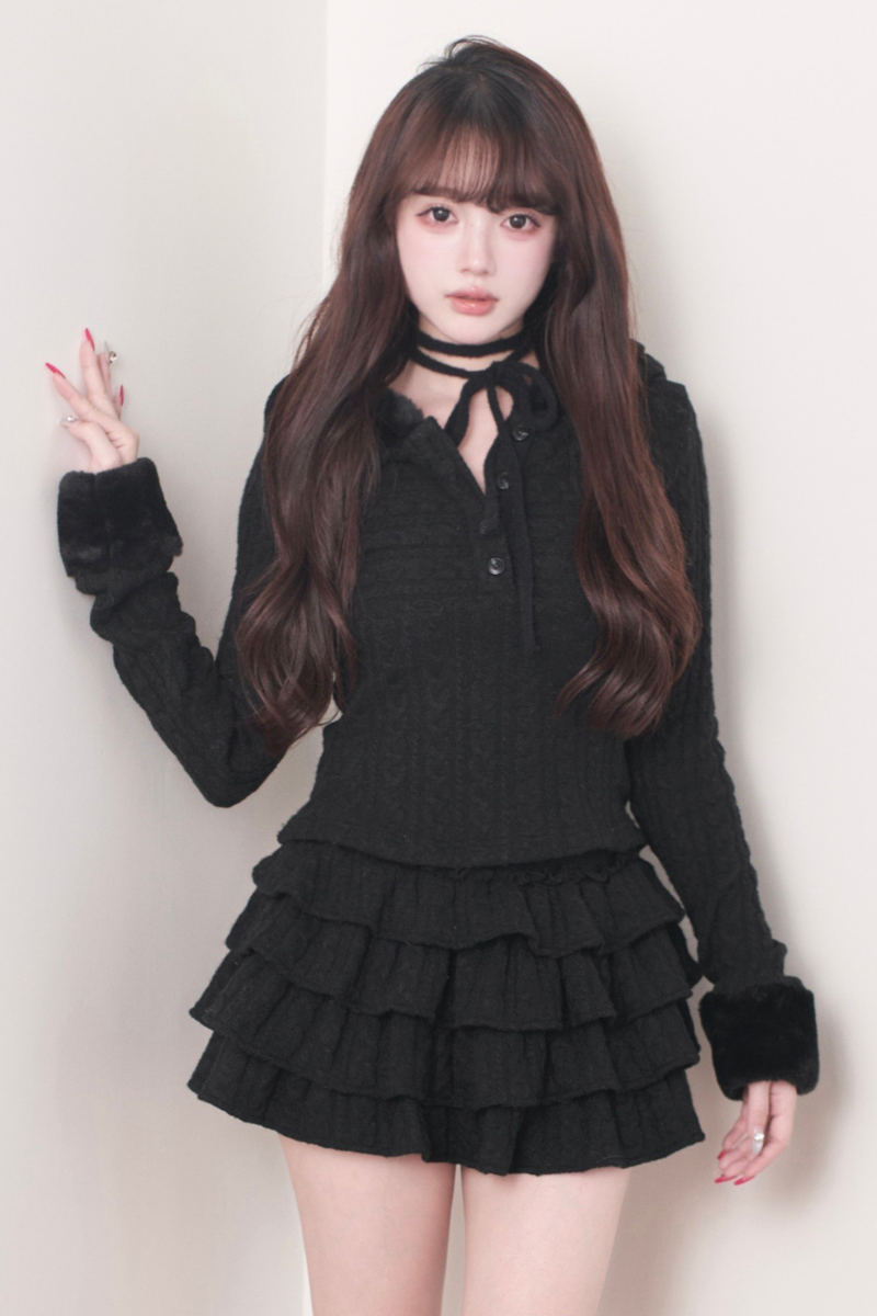 Cable Knit Top + Tiered Skirt