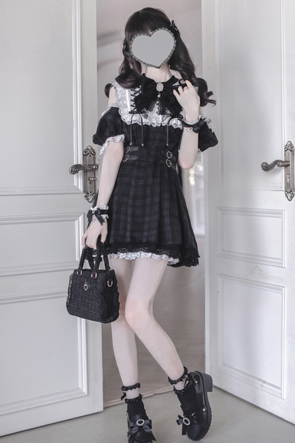 [pre-order] Angel Heart Checkered Dark Kawaii Dress