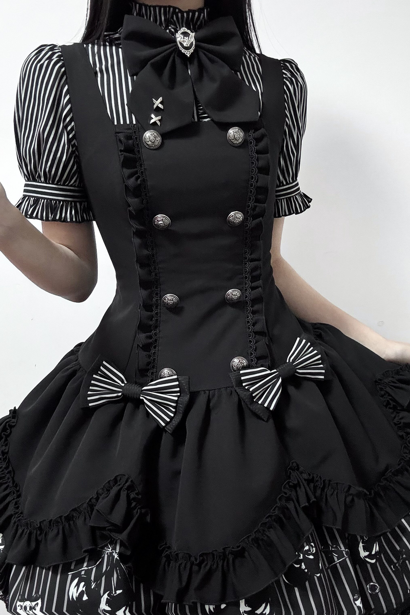 [pre-order Deadline: March 20] Rabbit Gothic Vampire Lolita Skirt + Striped Shirt + Hat