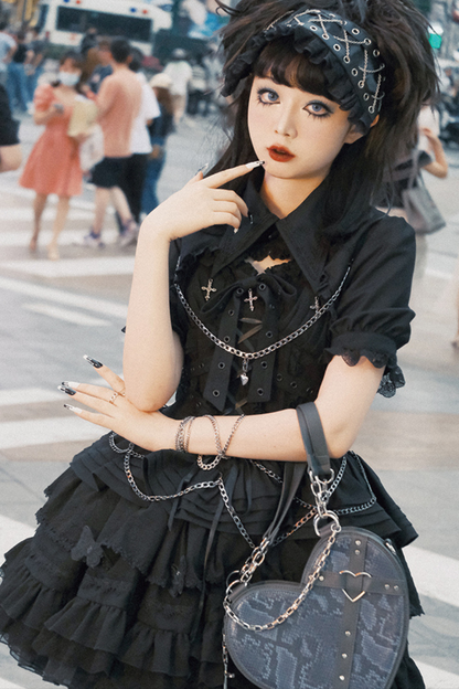 Contrast Cross Jsk Gothic Lolita Dress