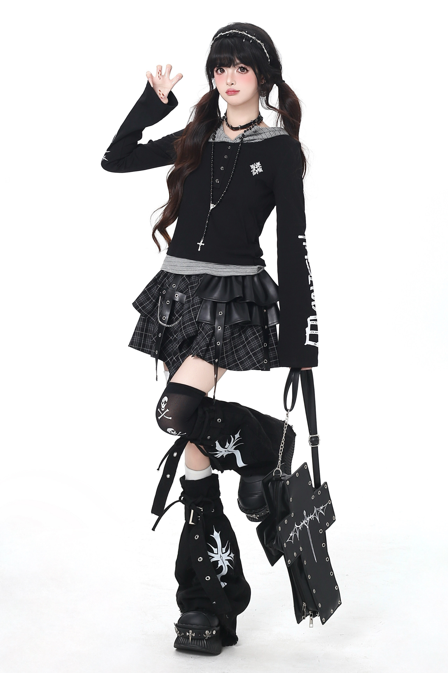 Gothic Arm Design Hoodie Top