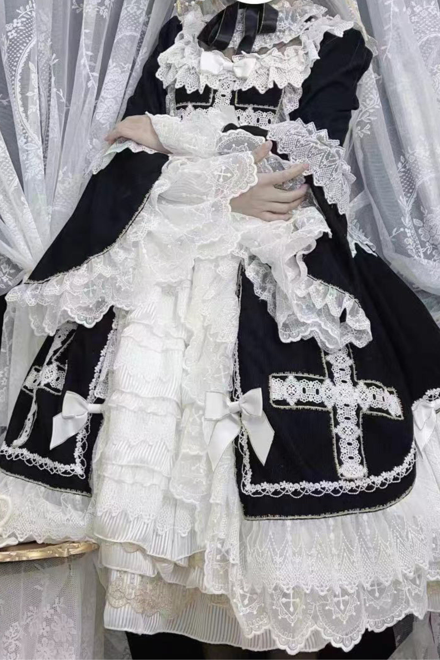 Gothic Doll Lace Dress + Bonnet
