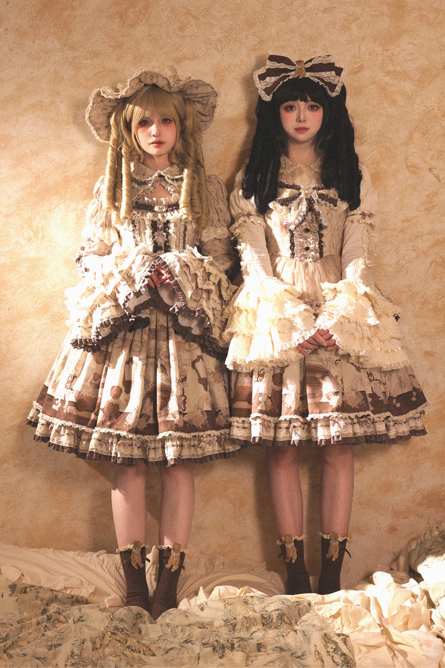 Briana Bear Print Dream Doll Lolita Dress + Jsk + Skirt + Shirt + Petticoat